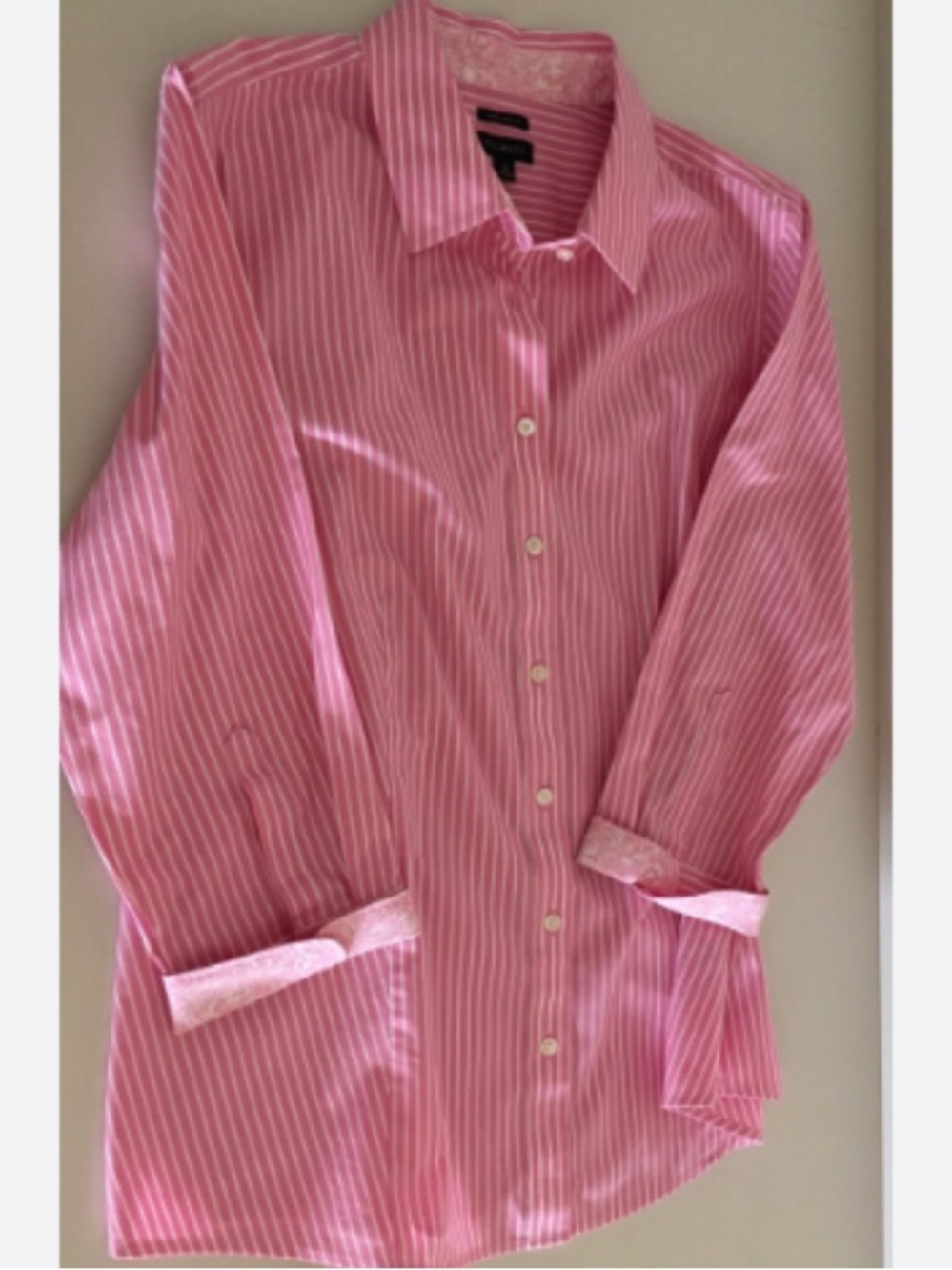 Talbots Pink and White Striped Collared Shirt